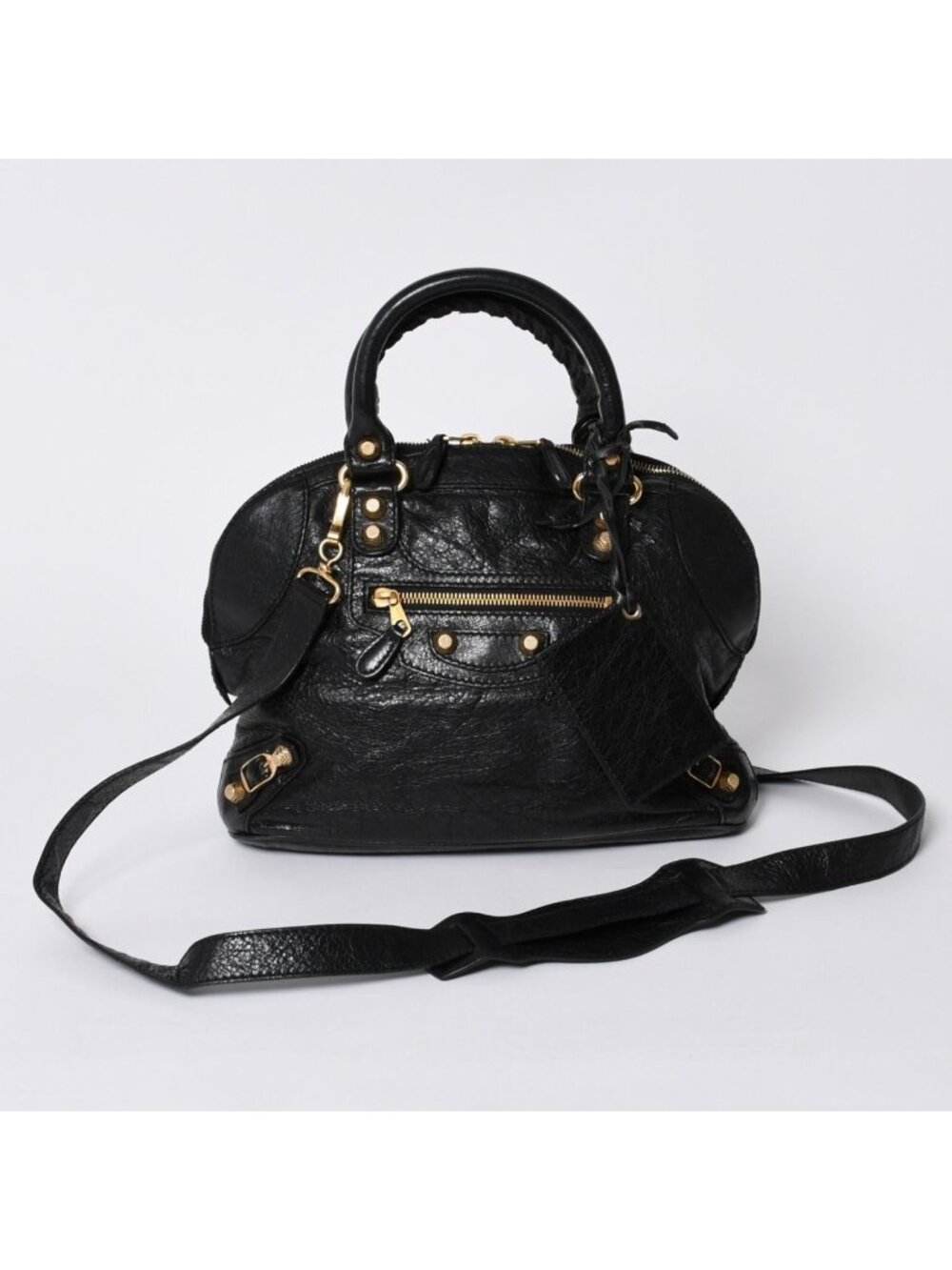 Balenciaga Classic Bowling Bag 2-Way Navy Gold